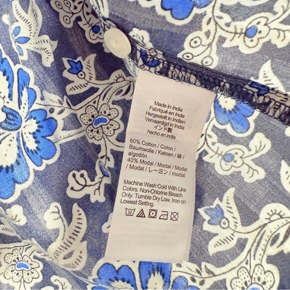 NWT J. Crew Blue V-Neck Tie Top in Floral Cotton-Blend Dobby Small CA589 New - Picture 10 of 16